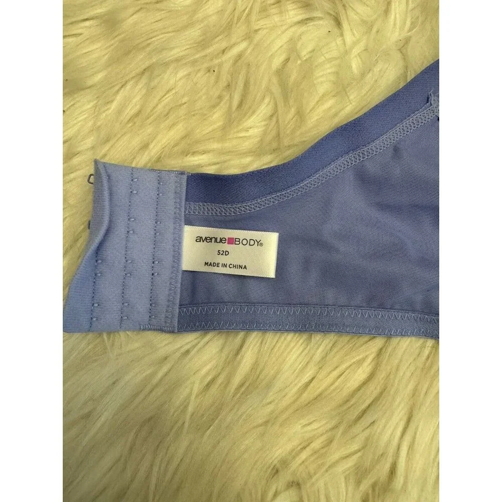 Avenue Fashion Balconette Bra Size‎ 52D Lavender Underwire Wide Strap New W Tag